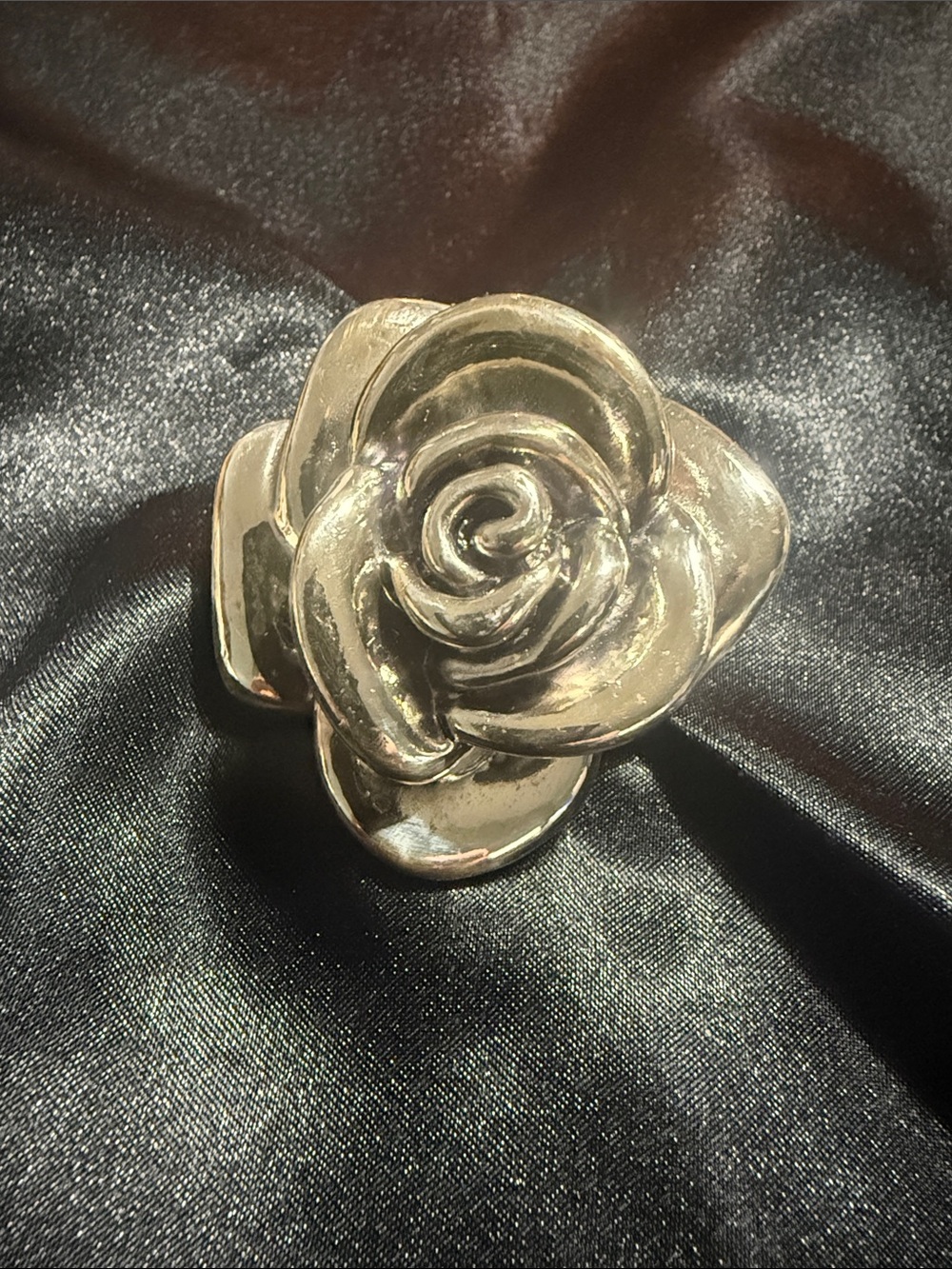 Sterling Silver 3D Rose Statement Ring